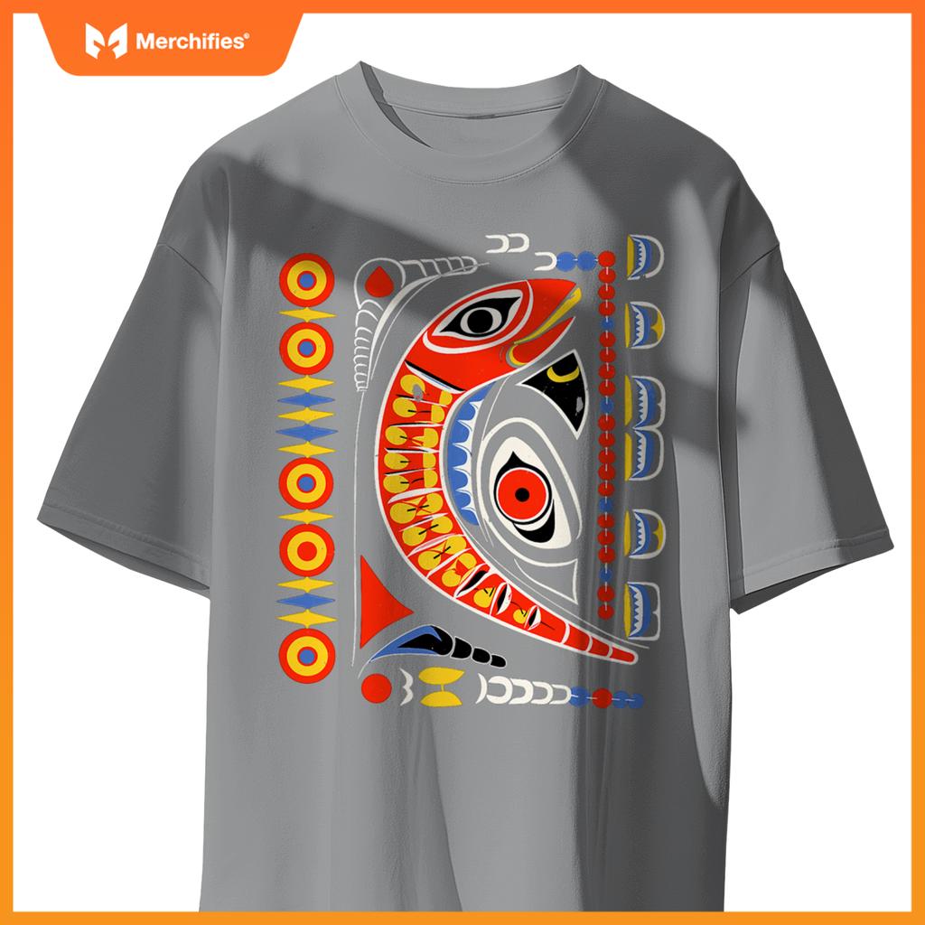 Salmon In Native American Salish Coast Style T-Shirt