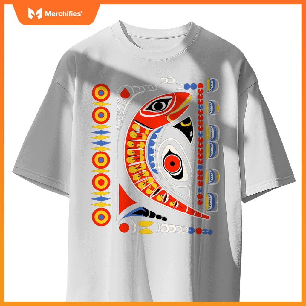 Salmon In Native American Salish Coast Style T-Shirt