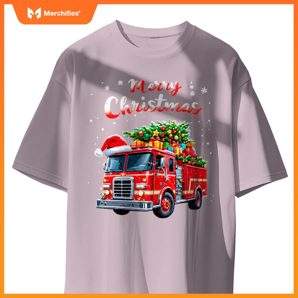 Santa Christmas Fire Truck Xmas Party  Firefighters T-Shirt
