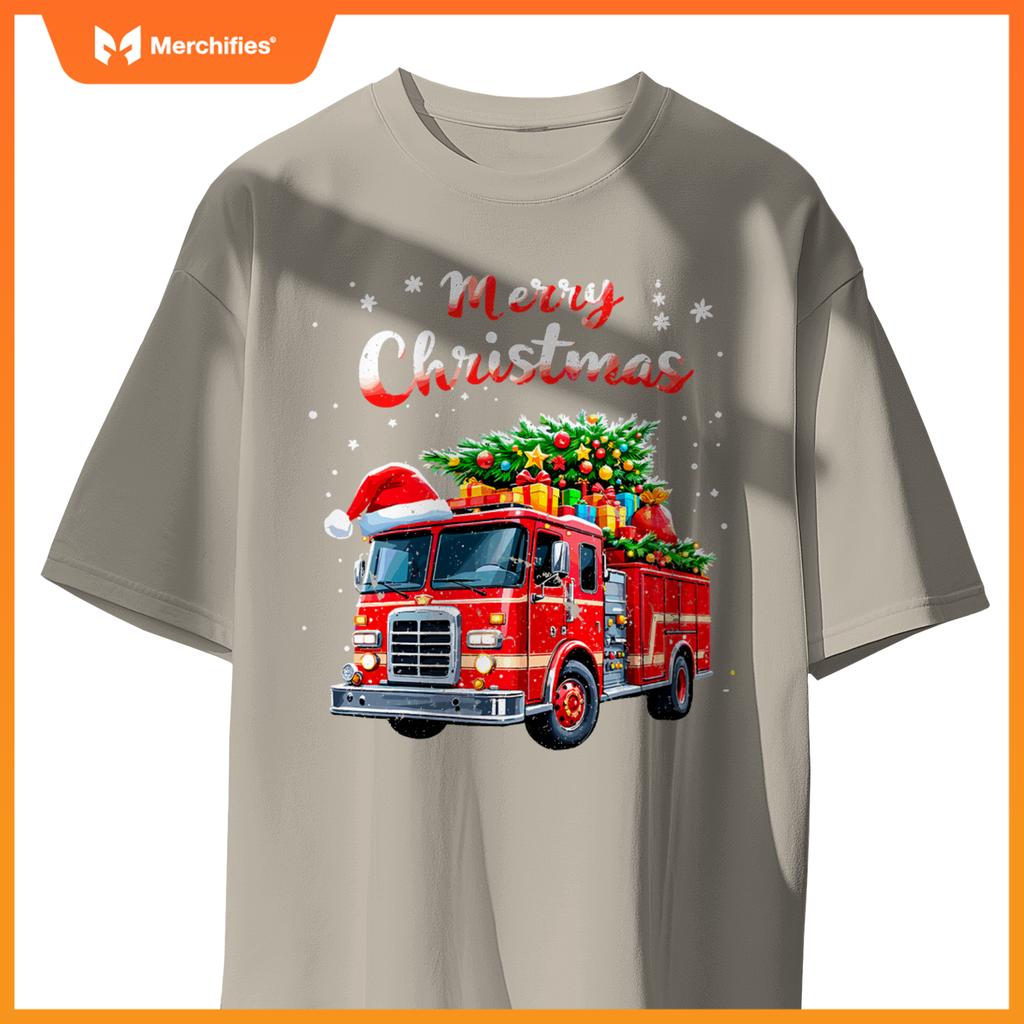 Santa Christmas Fire Truck Xmas Party Firefighters T-Shirt