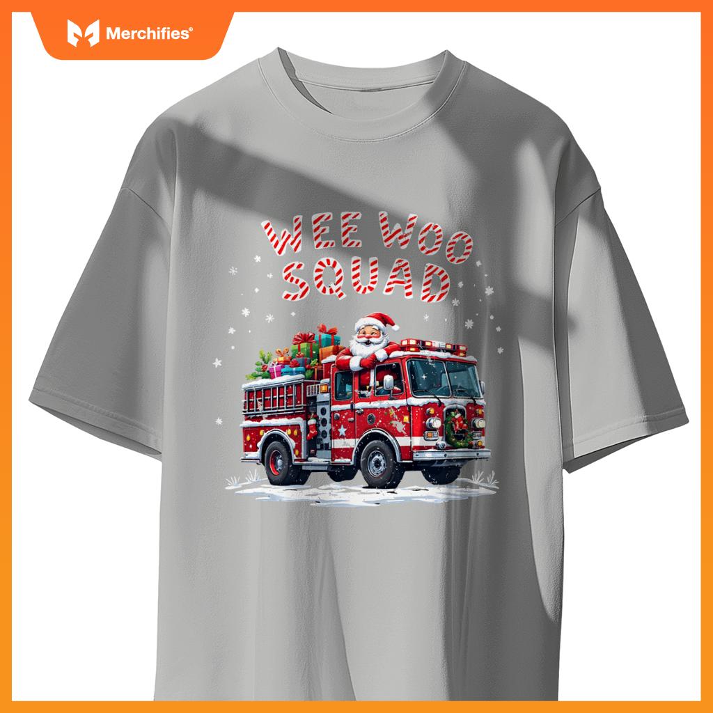Santa Claus Fire Truck Christmas Firefighter Men Women T-Shirt