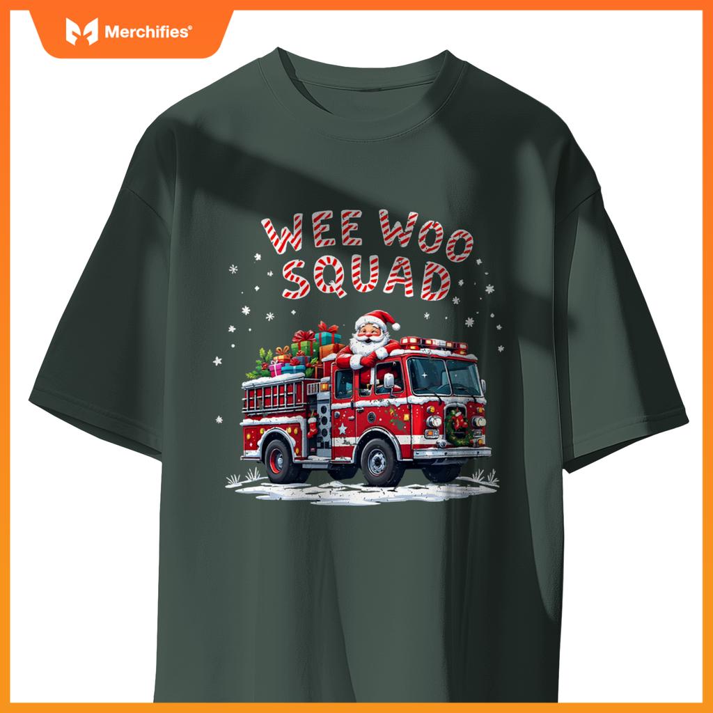 Santa Claus Fire Truck Christmas Firefighter Men Women T-Shirt