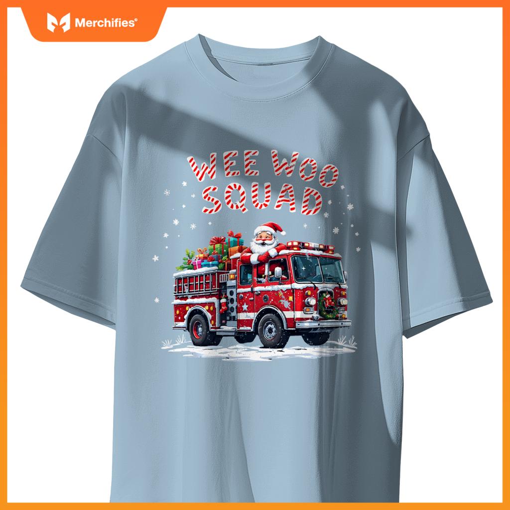 Santa Claus Fire Truck Christmas Firefighter Men Women T-Shirt