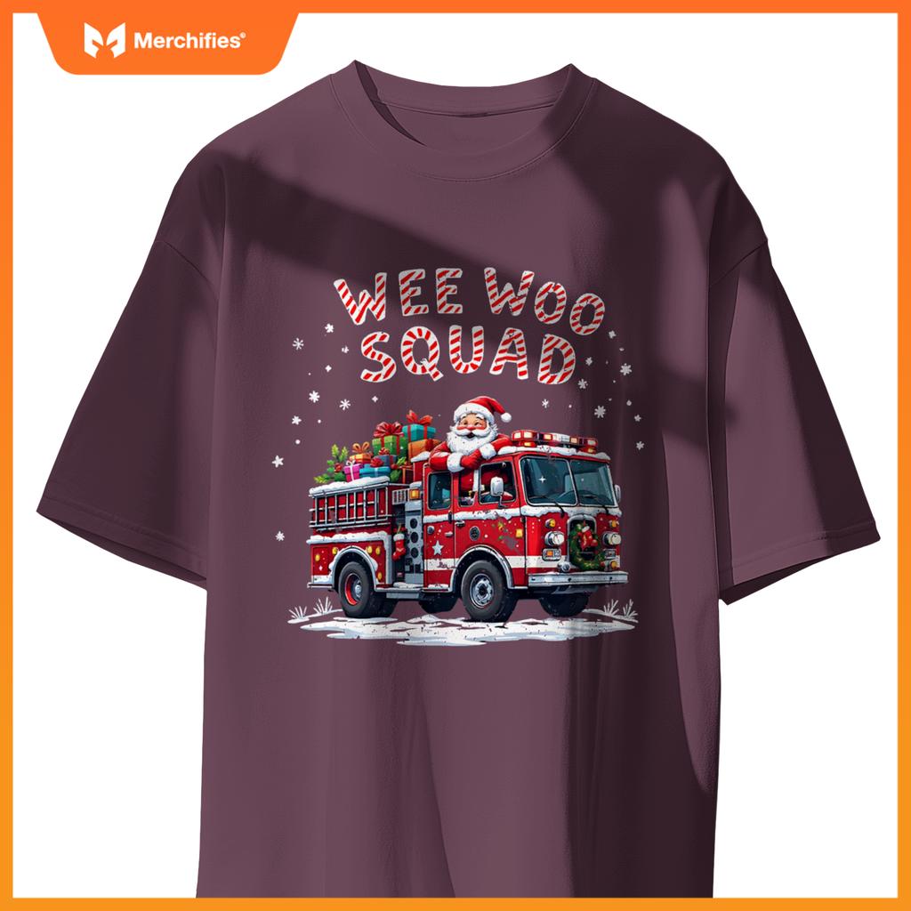 Santa Claus Fire Truck Christmas Firefighter Men Women T-Shirt
