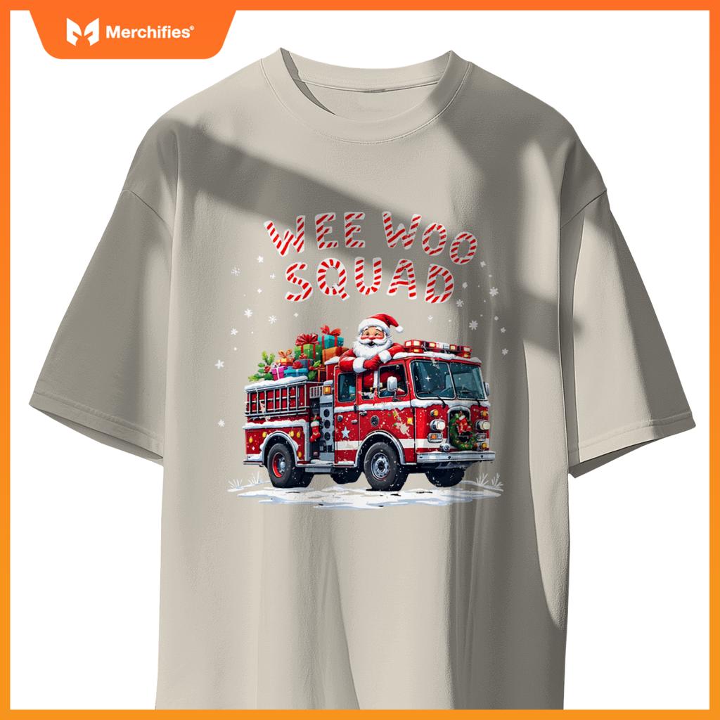 Santa Claus Fire Truck Christmas Firefighter Men Women T-Shirt