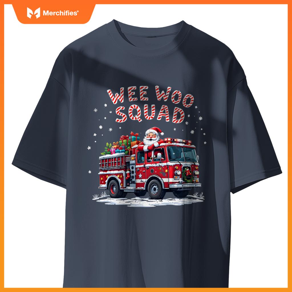 Santa Claus Fire Truck Christmas Firefighter Men Women T-Shirt