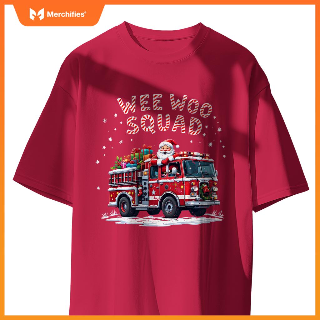 Santa Claus Fire Truck Christmas Firefighter Men Women T-Shirt