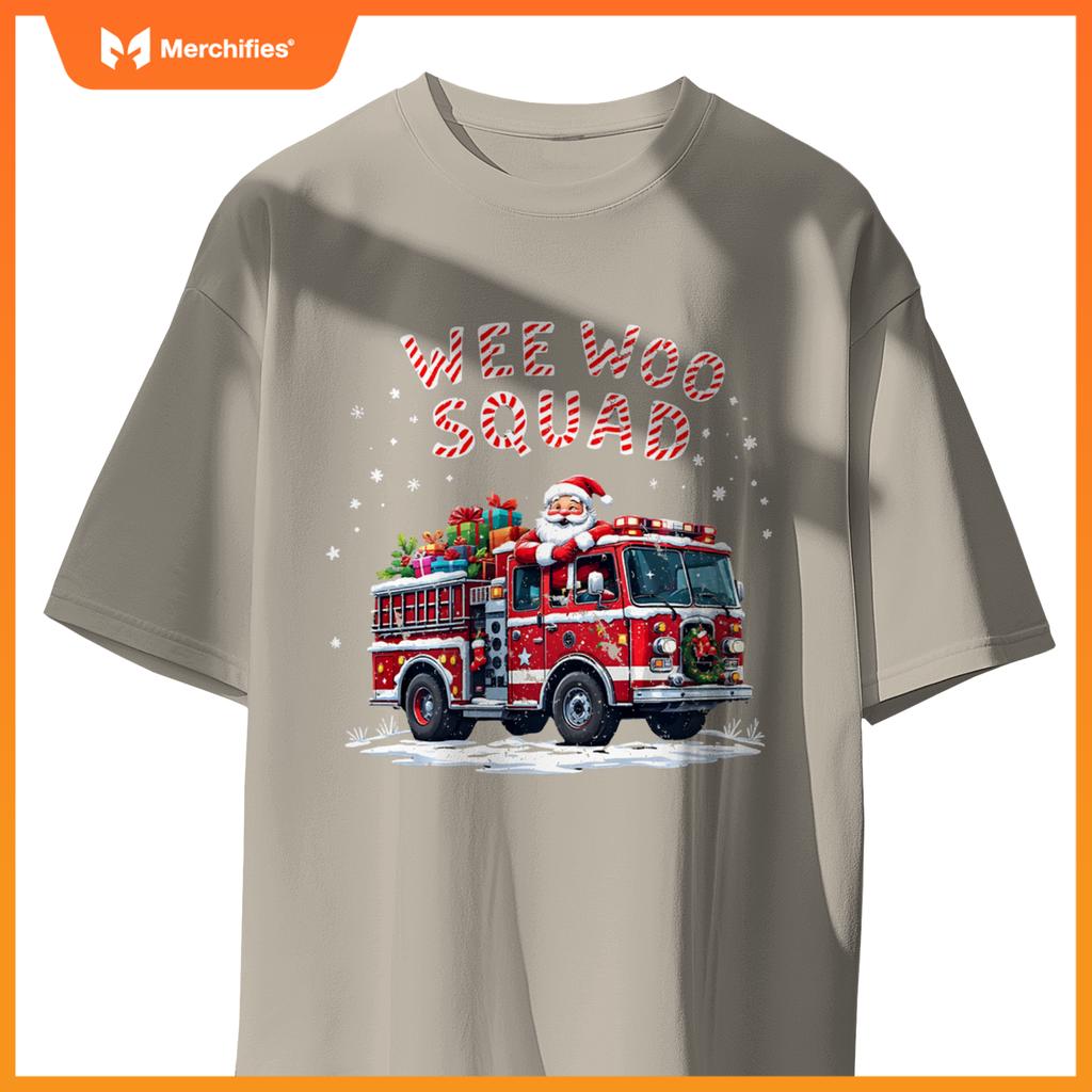 Santa Claus Fire Truck Christmas Firefighter Men Women T-Shirt