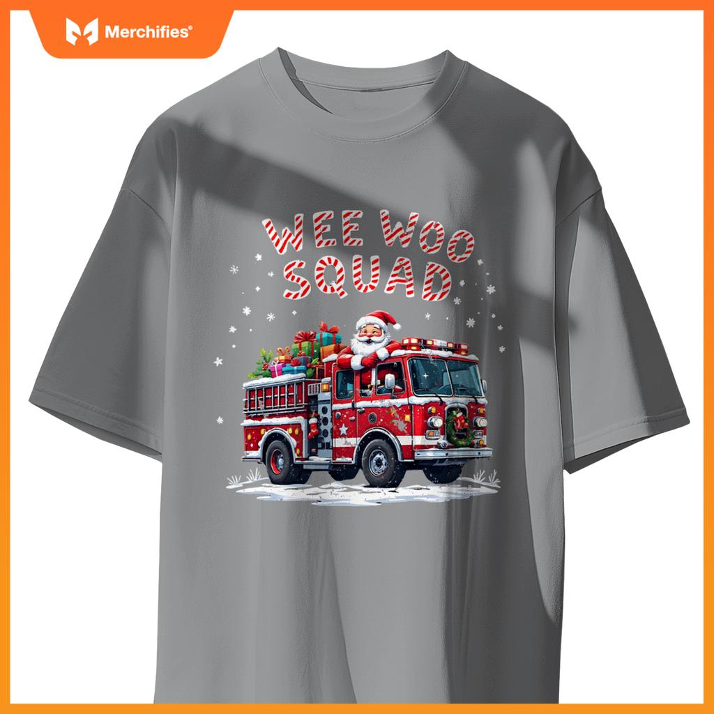 Santa Claus Fire Truck Christmas Firefighter Men Women T-Shirt