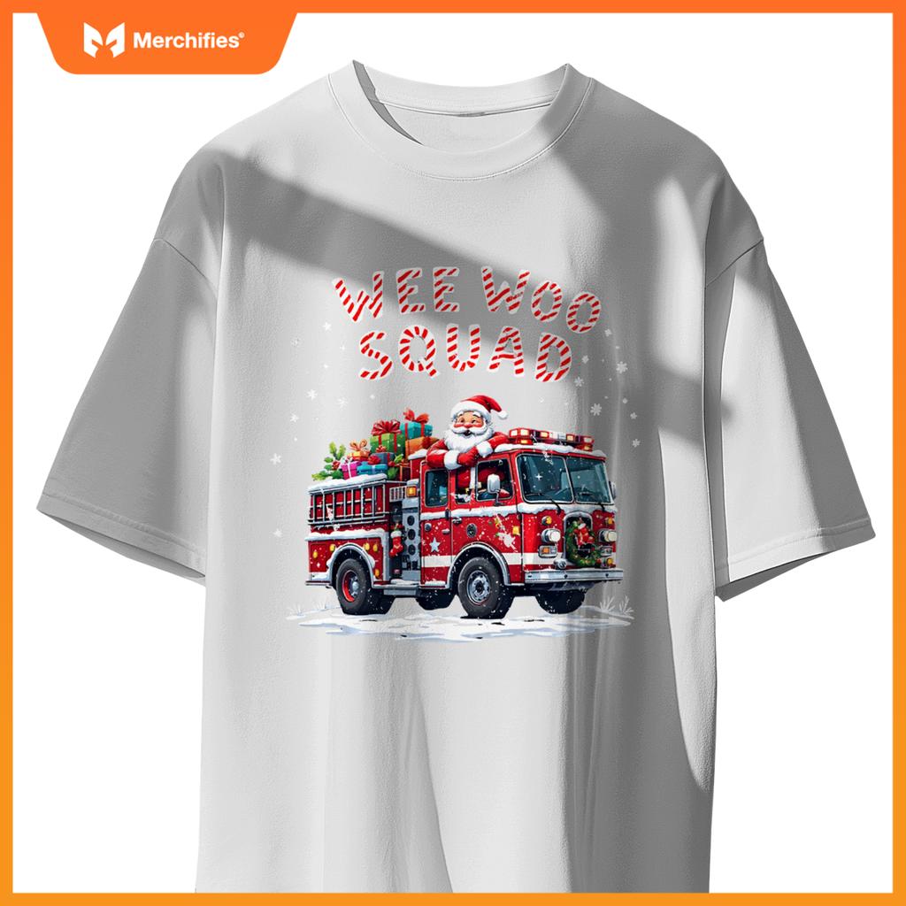 Santa Claus Fire Truck Christmas Firefighter Men Women T-Shirt