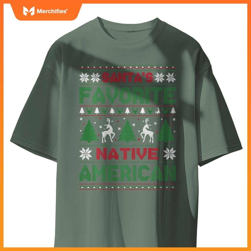 Santas Favorite Native American Ugly Christmas Sweater T-Shirt