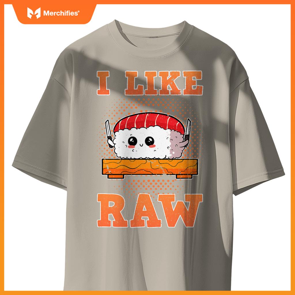 Sashimi Sushi Chef Salmon Maki Anime Figure I Like Raw T-Shirt