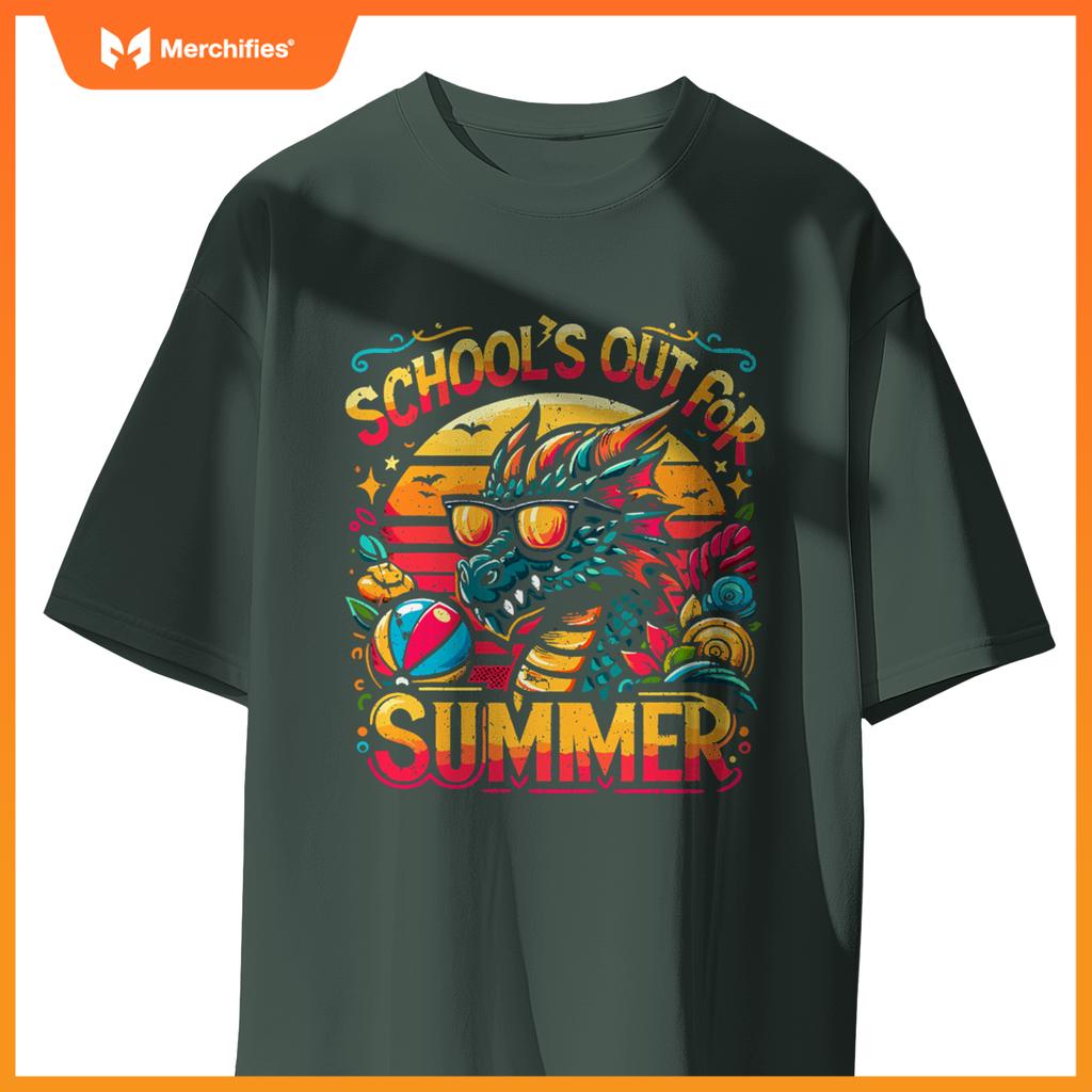 Schools out  summer teacher girls boys kids dragon