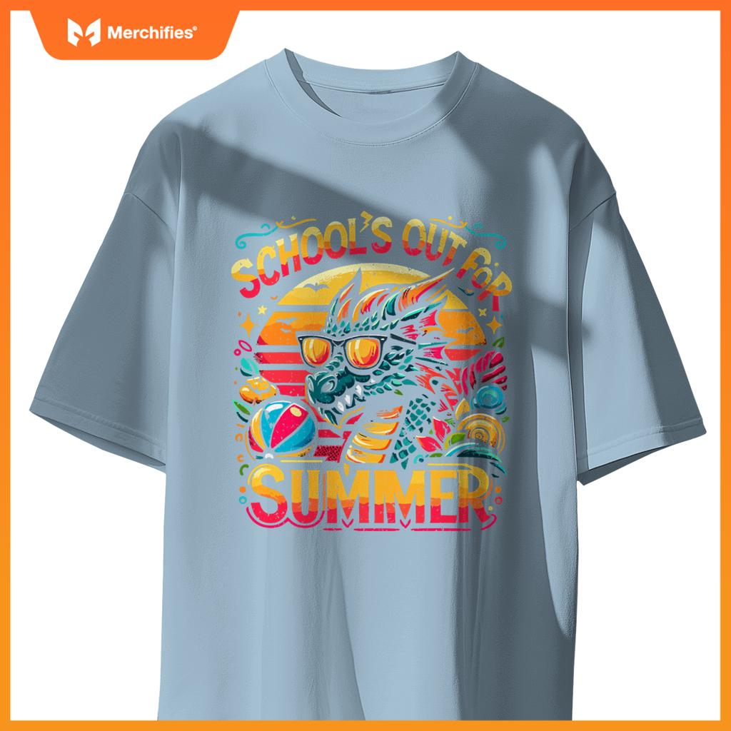 Schools out  summer teacher girls boys kids dragon
