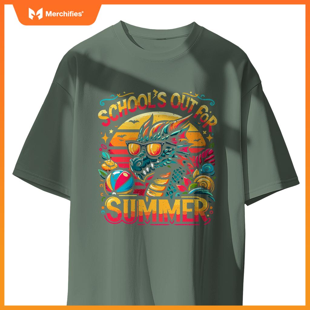 Schools out  summer teacher girls boys kids dragon