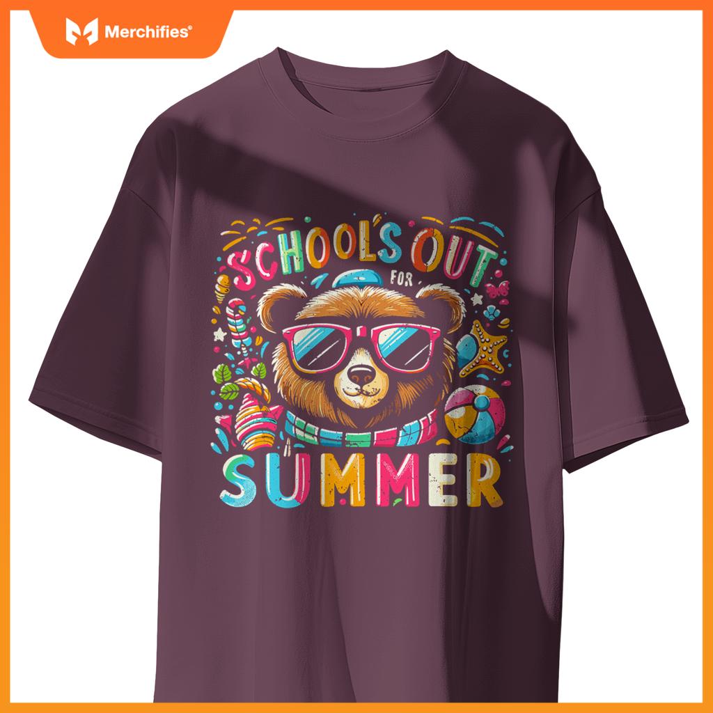 Schools out  summer teacher kid girls boys bear