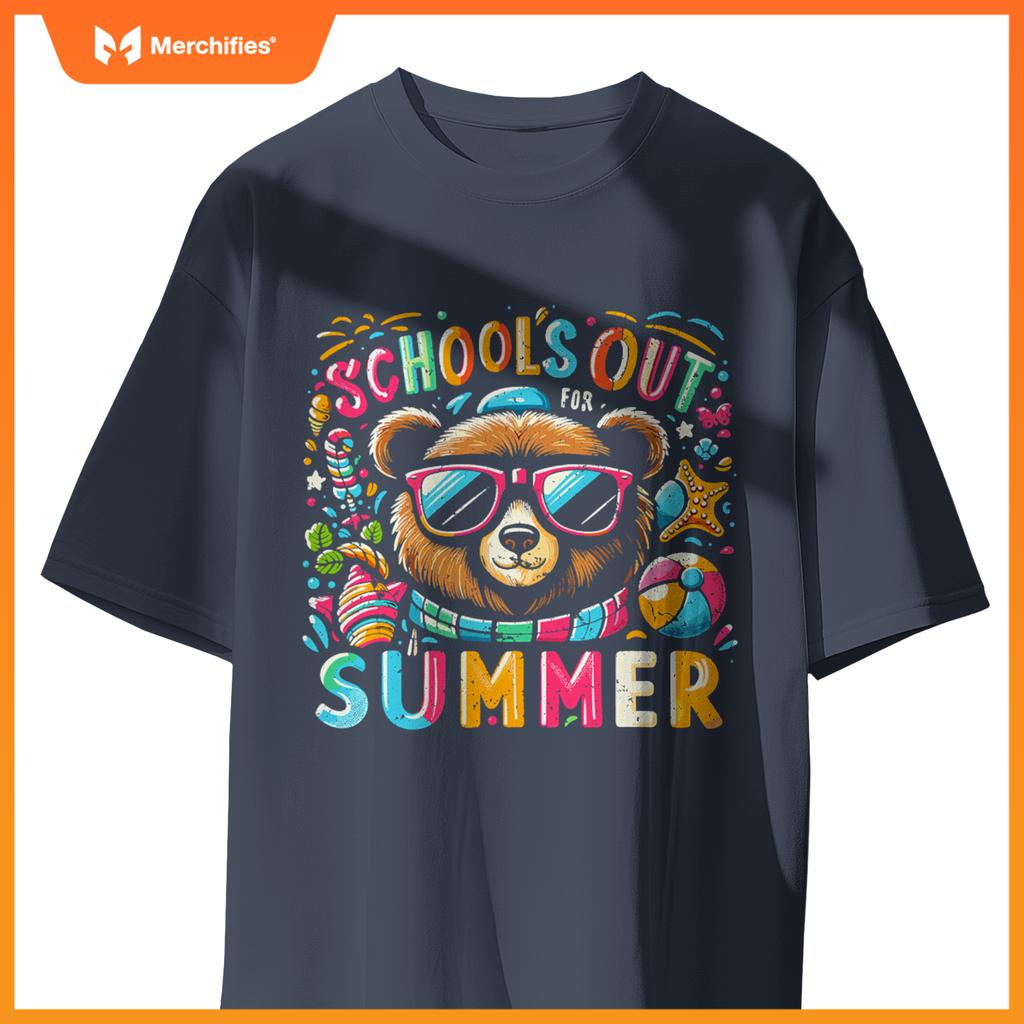 Schools out  summer teacher kid girls boys bear
