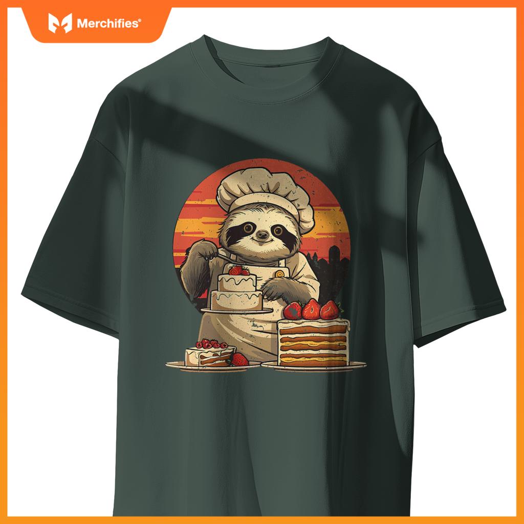 Sleepy Men And Women Sloth Pastry Chef T-Shirt