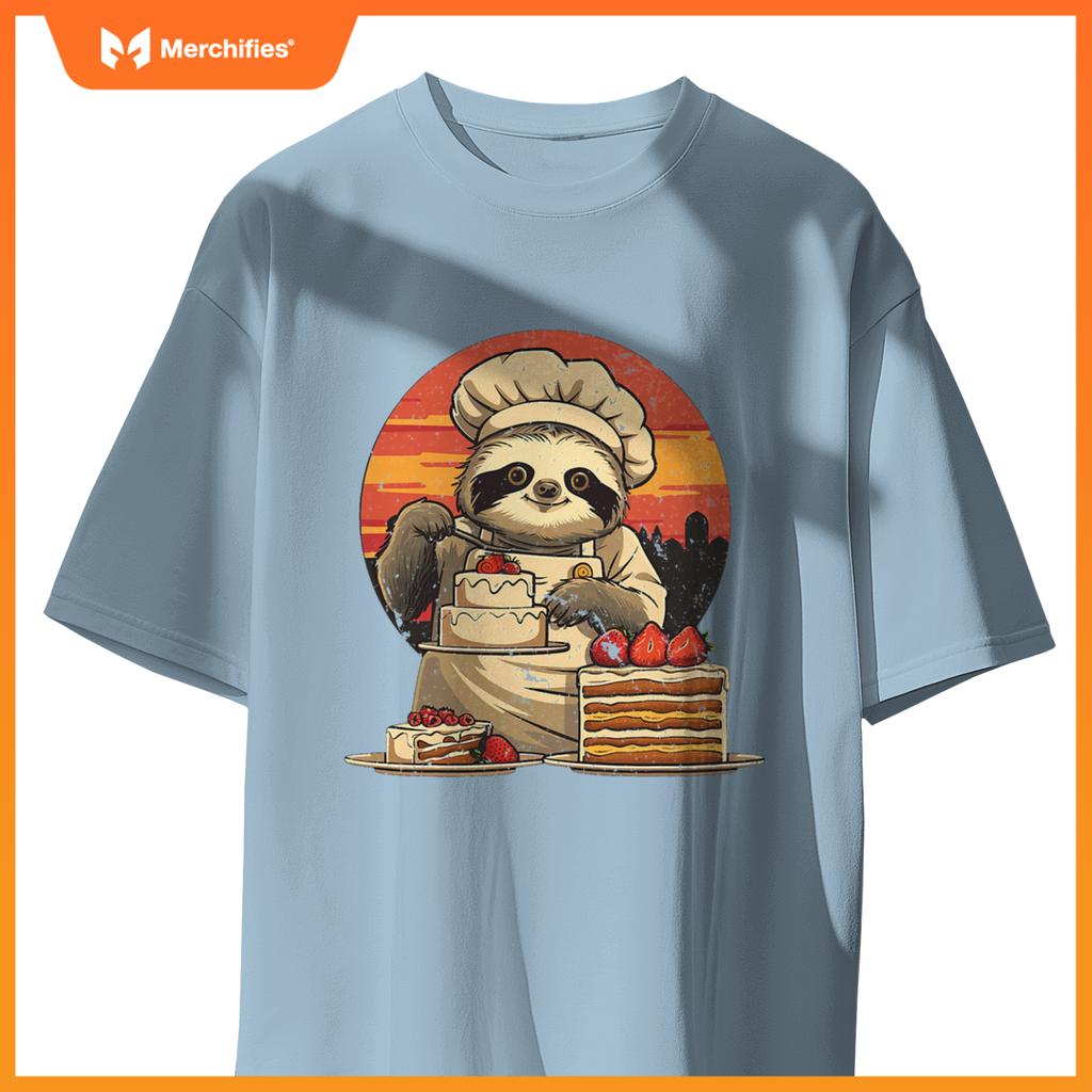 Sleepy Men And Women Sloth Pastry Chef T-Shirt