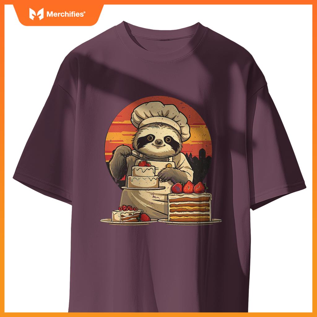 Sleepy Men And Women Sloth Pastry Chef T-Shirt