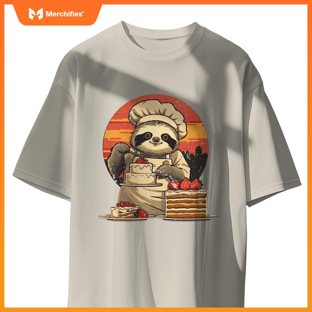 Sleepy Men And Women Sloth Pastry Chef T-Shirt