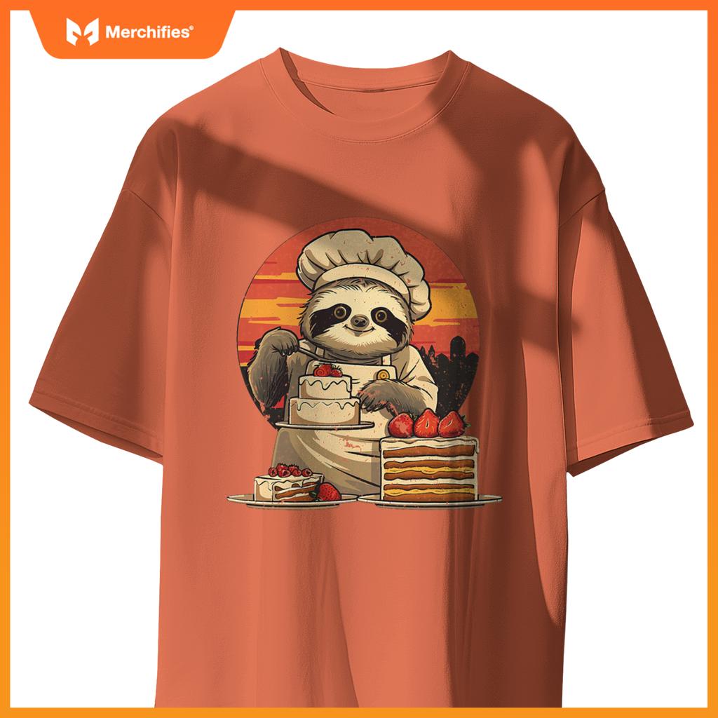 Sleepy Men And Women Sloth Pastry Chef T-Shirt