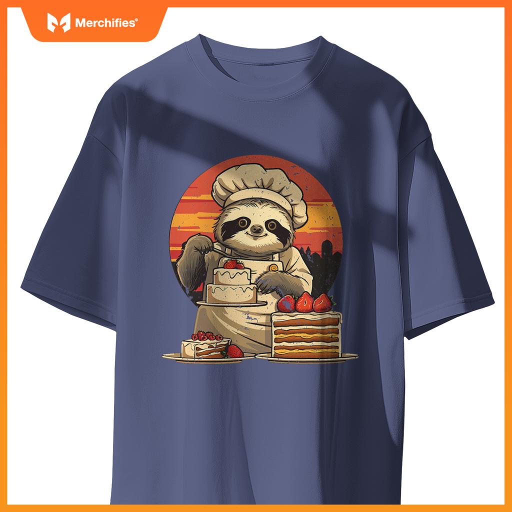 Sleepy Men And Women Sloth Pastry Chef T-Shirt