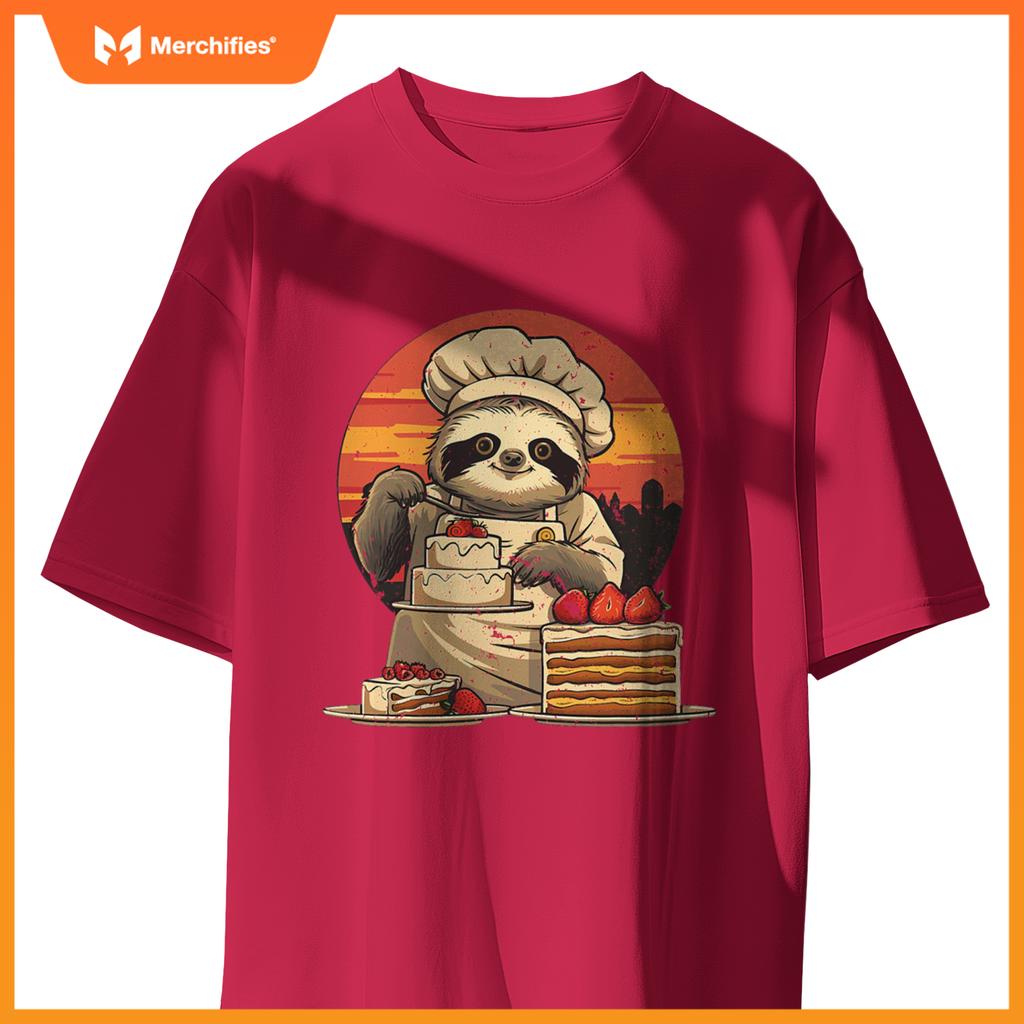 Sleepy Men And Women Sloth Pastry Chef T-Shirt