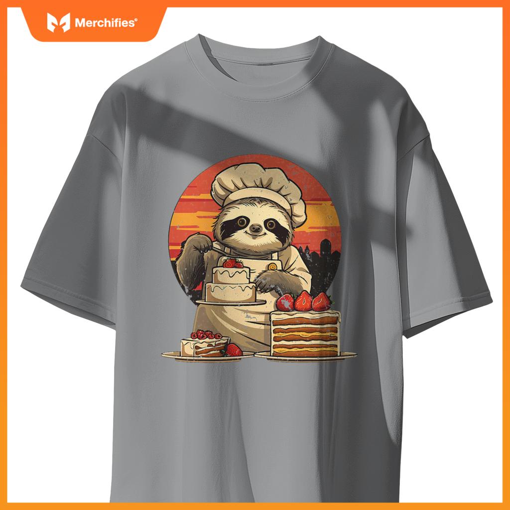 Sleepy Men And Women Sloth Pastry Chef T-Shirt