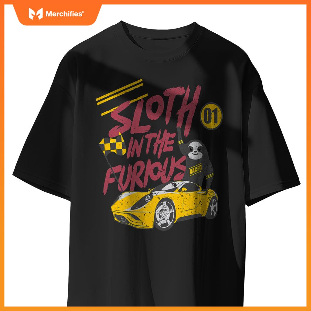 Sloth And  Furious Sloth In A Race Car T-Shirt