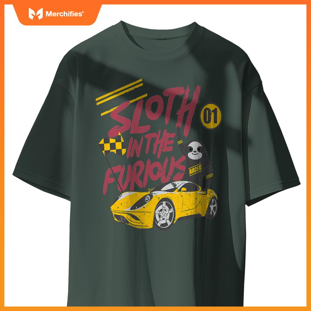 Sloth And  Furious Sloth In A Race Car T-Shirt