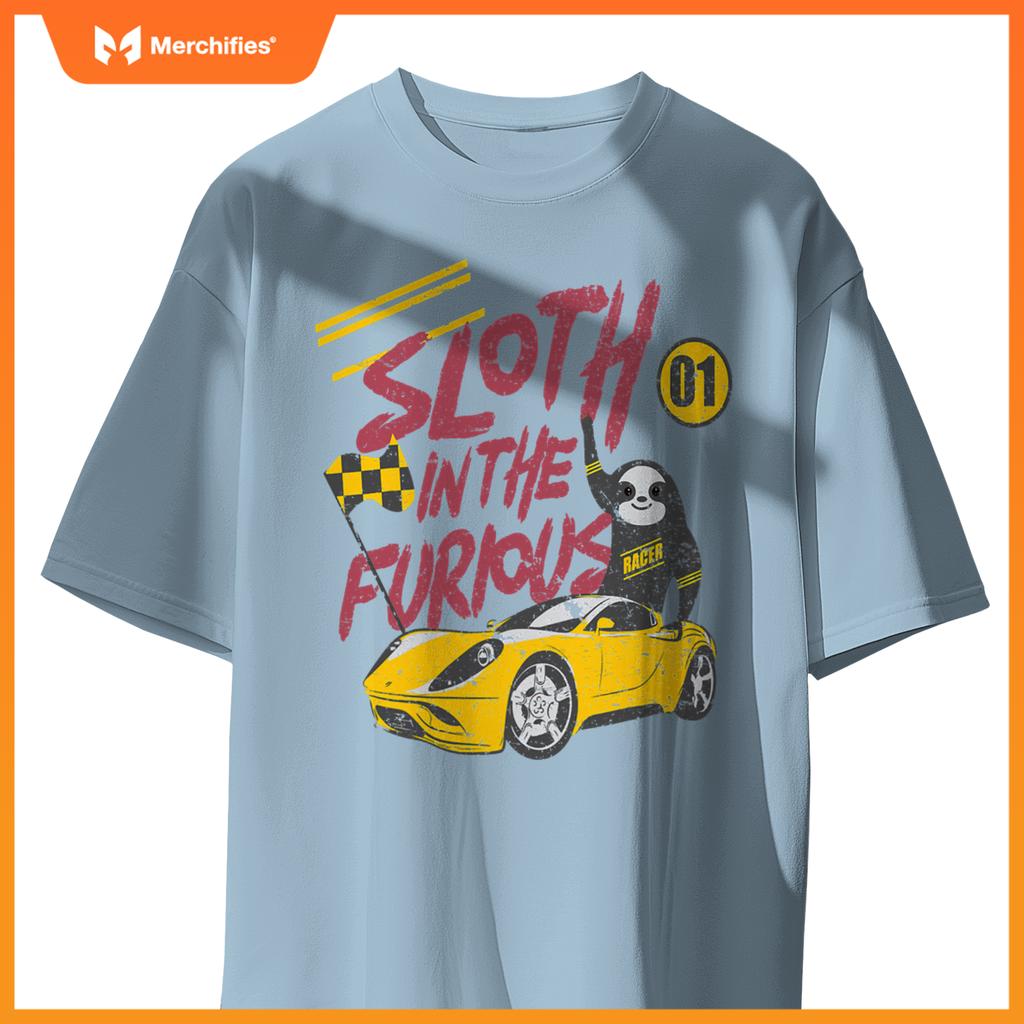Sloth And  Furious Sloth In A Race Car T-Shirt