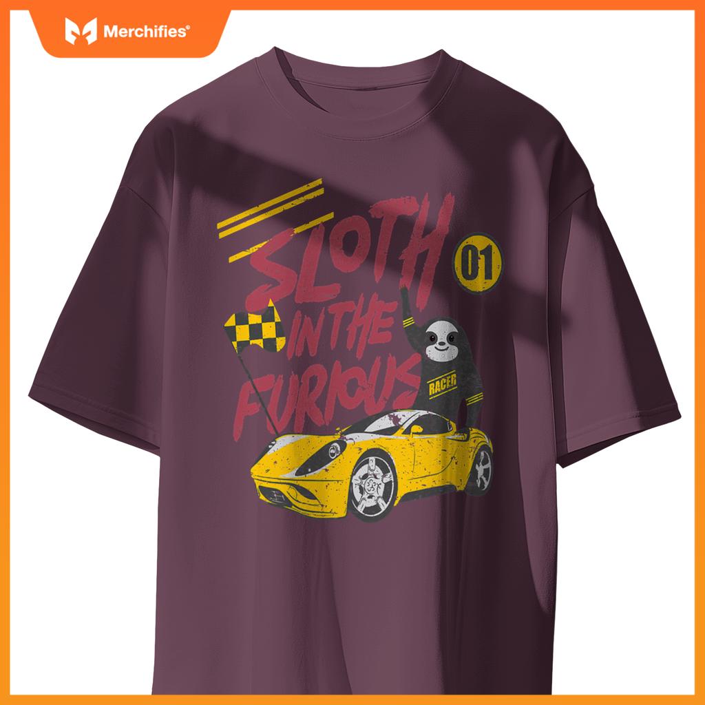 Sloth And  Furious Sloth In A Race Car T-Shirt