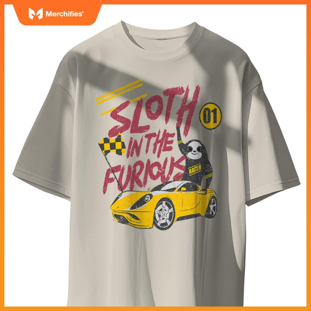 Sloth And  Furious Sloth In A Race Car T-Shirt