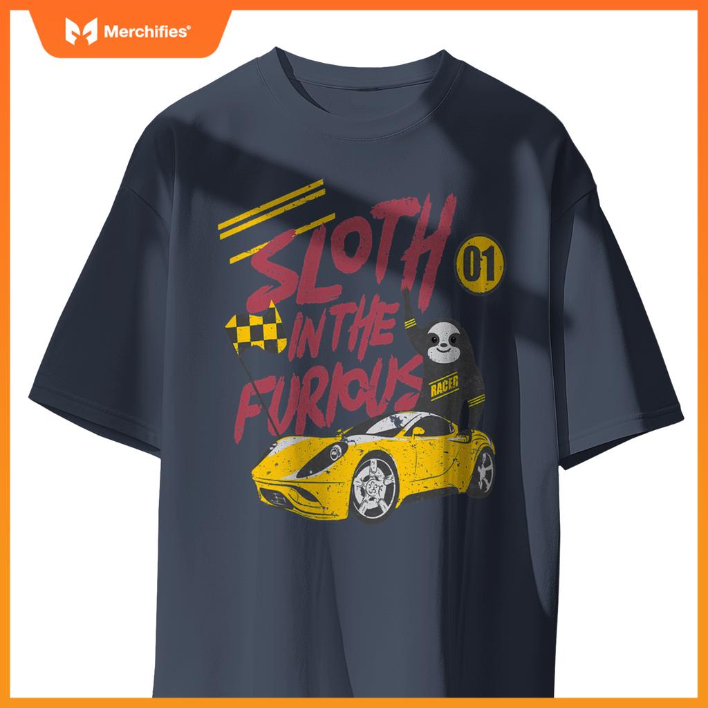 Sloth And  Furious Sloth In A Race Car T-Shirt