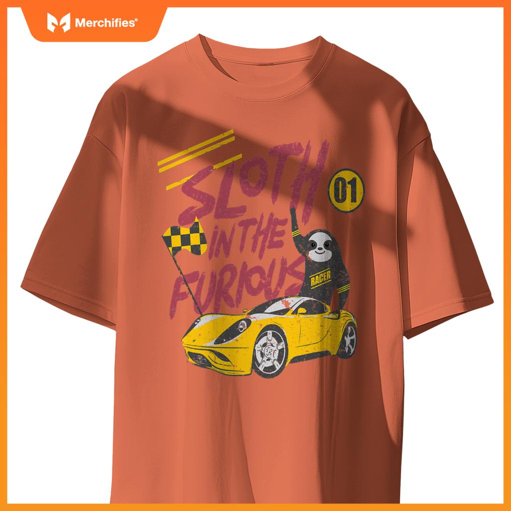 Sloth And  Furious Sloth In A Race Car T-Shirt