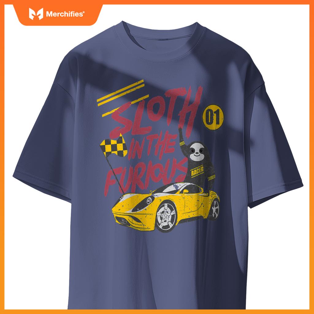 Sloth And  Furious Sloth In A Race Car T-Shirt