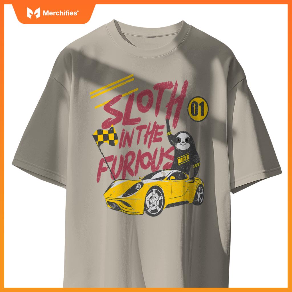Sloth And  Furious Sloth In A Race Car T-Shirt