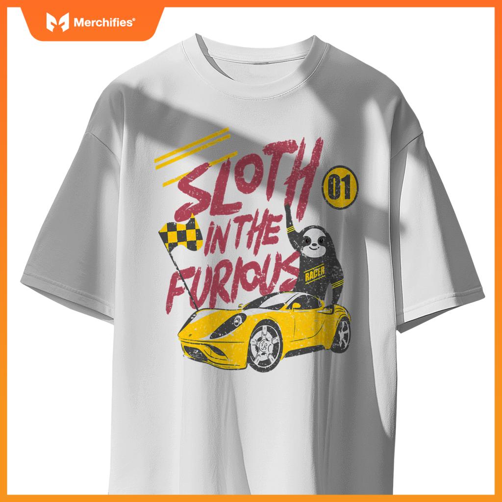 Sloth And  Furious Sloth In A Race Car T-Shirt