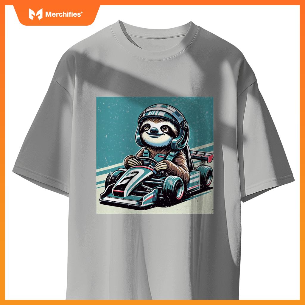 Sloth Loves Racing Motor Race Kids Boys Girls Car Race Sloth T-Shirt