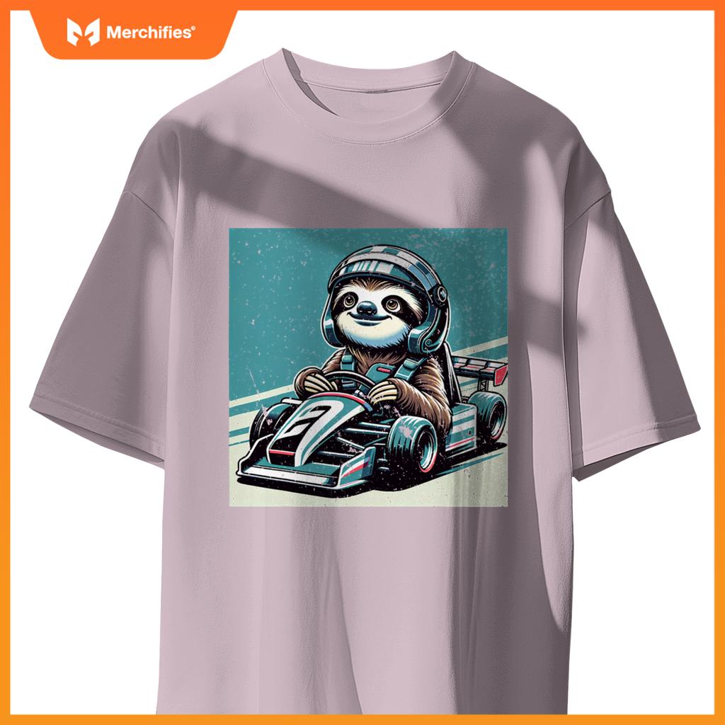 Sloth Loves Racing Motor Race Kids Boys Girls Car Race Sloth T-Shirt