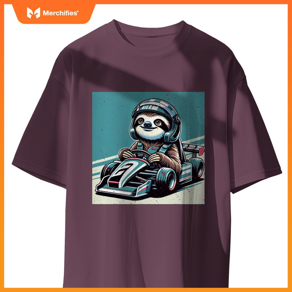 Sloth Loves Racing Motor Race Kids Boys Girls Car Race Sloth T-Shirt