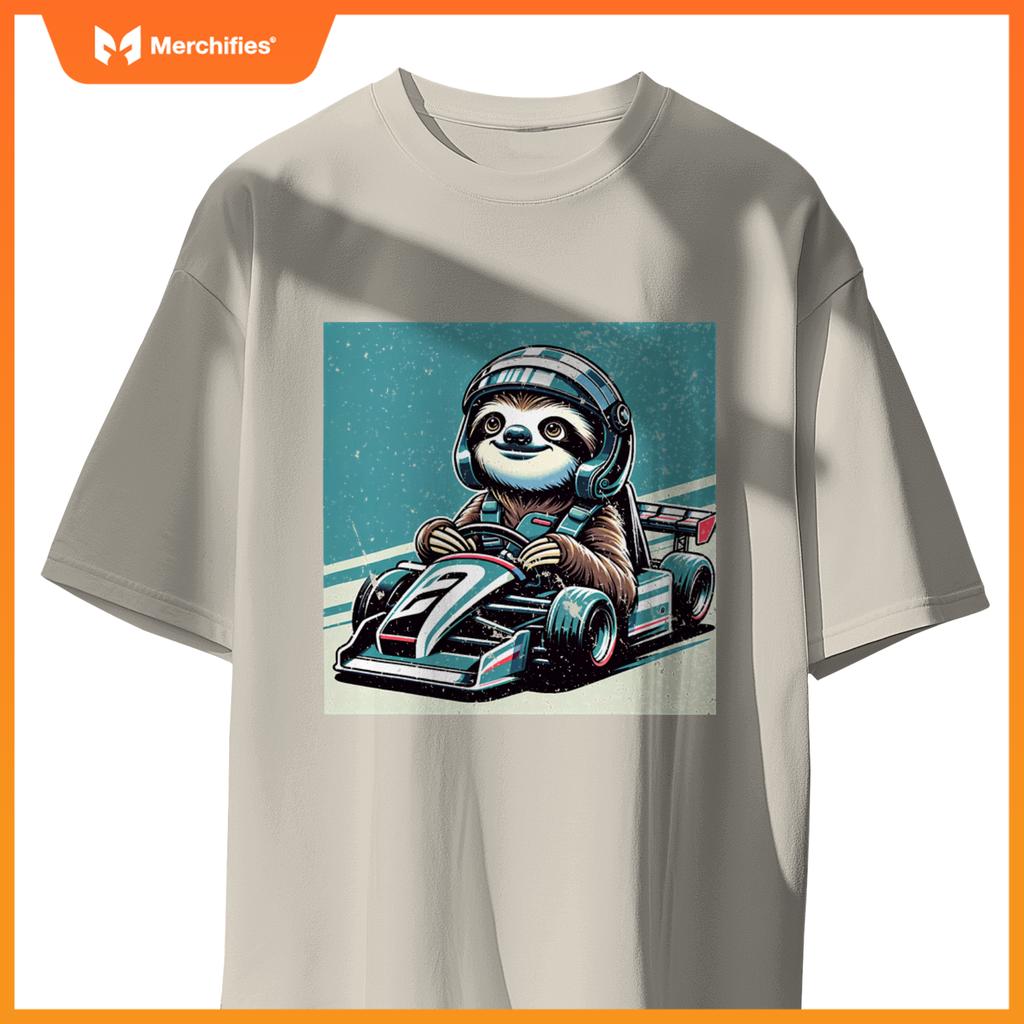 Sloth Loves Racing Motor Race Kids Boys Girls Car Race Sloth T-Shirt