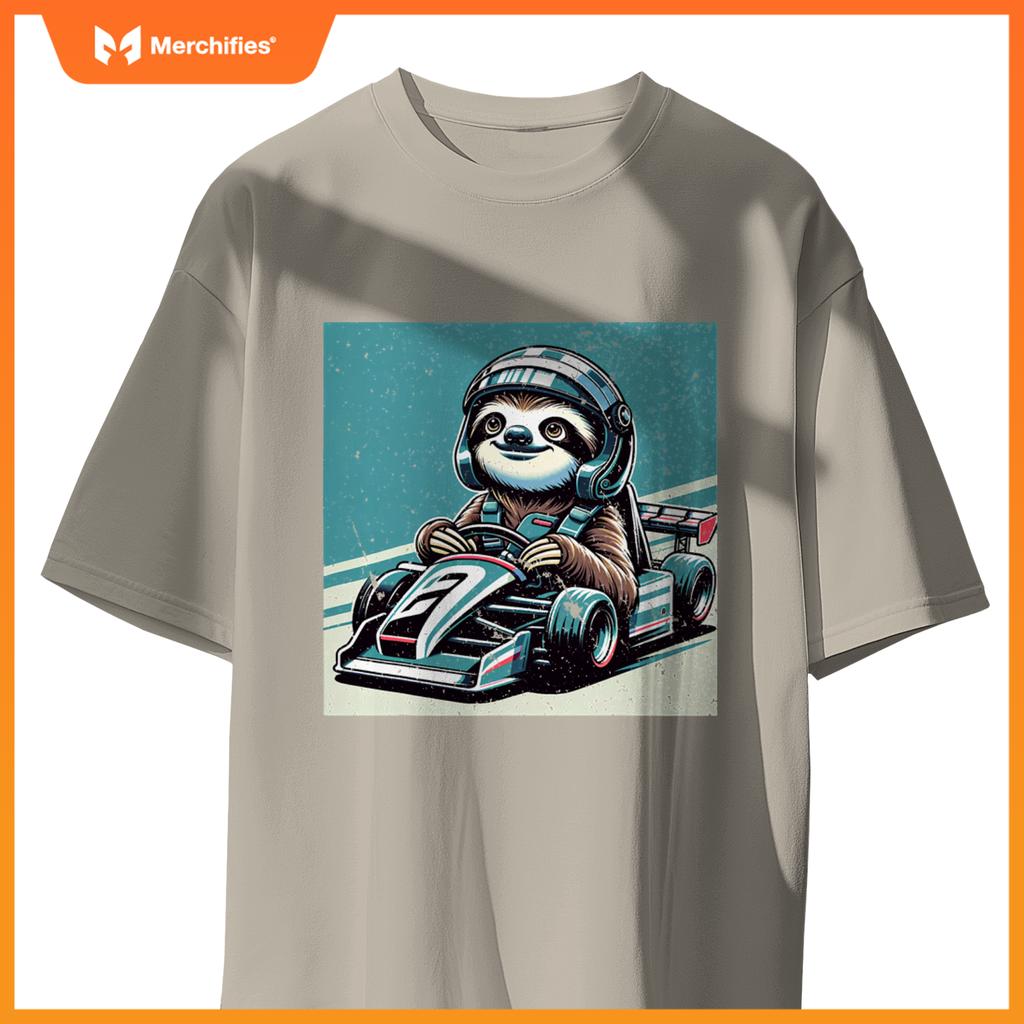 Sloth Loves Racing Motor Race Kids Boys Girls Car Race Sloth T-Shirt
