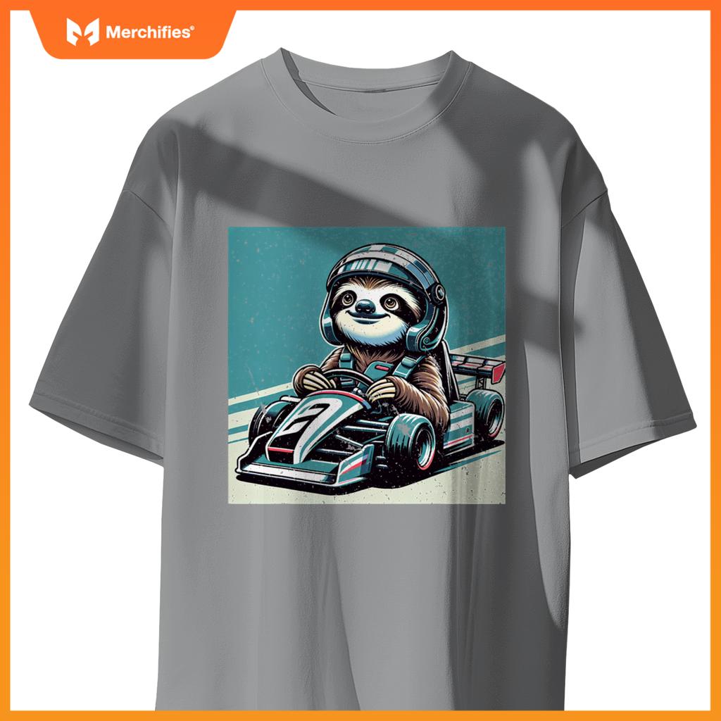 Sloth Loves Racing Motor Race Kids Boys Girls Car Race Sloth T-Shirt