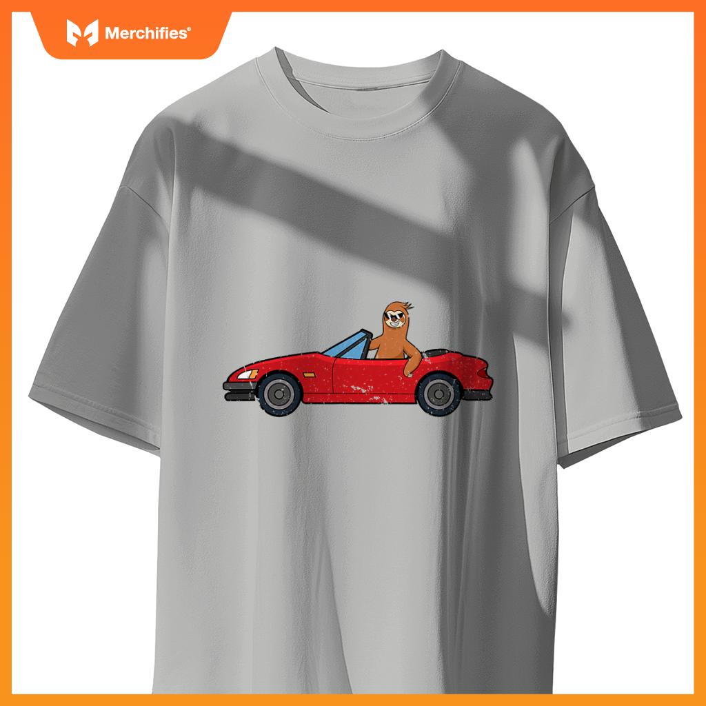 Sloth Riding Car Ironic Cool Rodent T-Shirt
