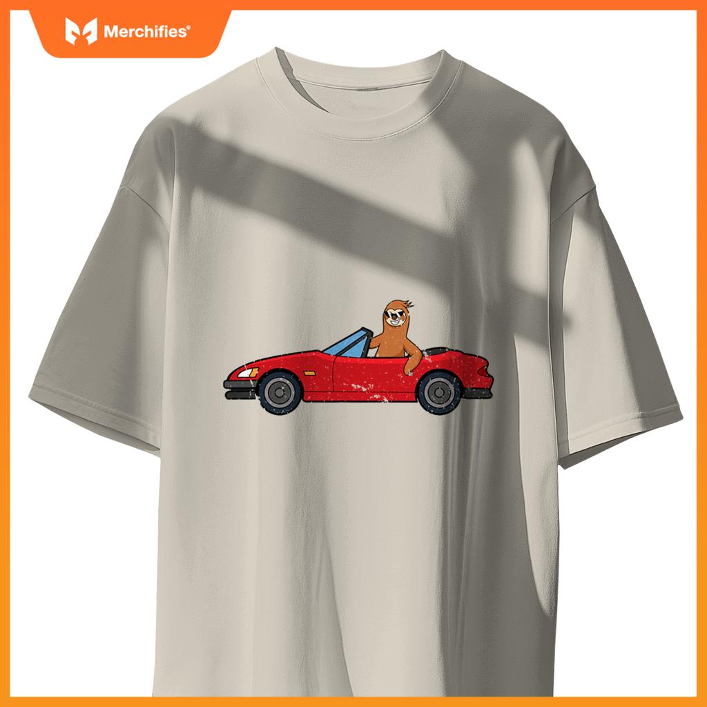 Sloth Riding Car Ironic Cool Rodent T-Shirt