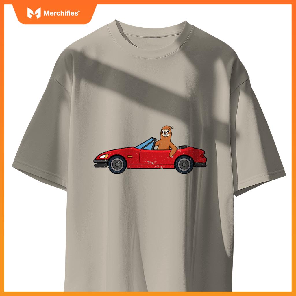 Sloth Riding Car Ironic Cool Rodent T-Shirt
