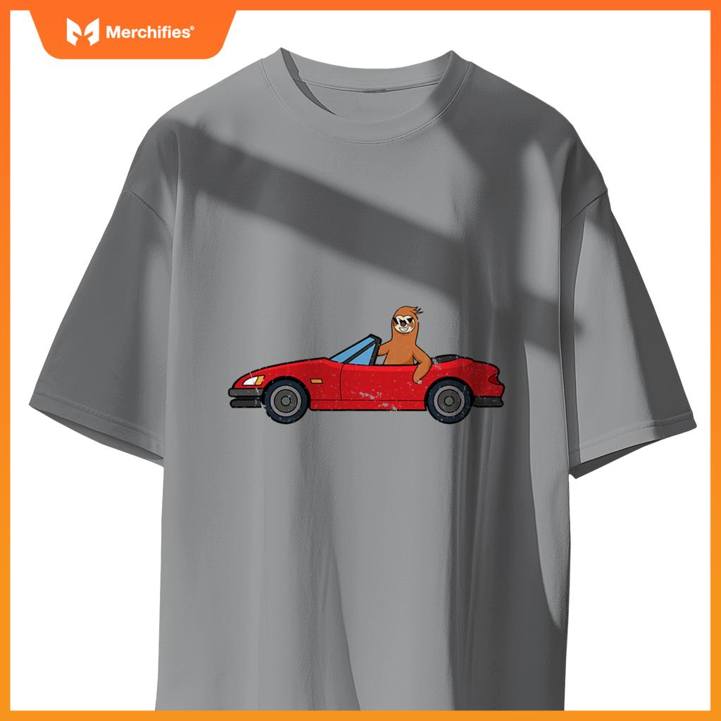 Sloth Riding Car Ironic Cool Rodent T-Shirt