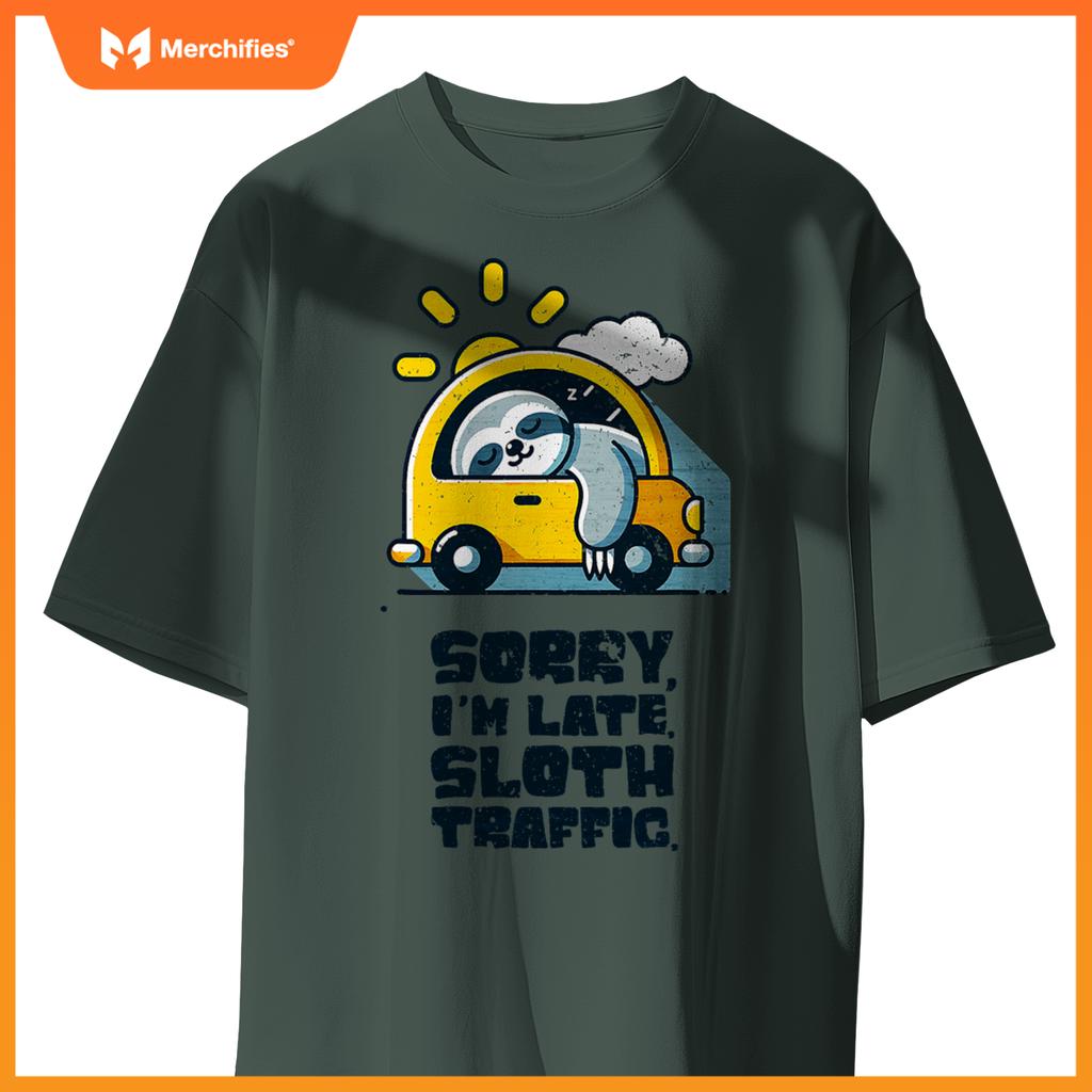 Sloth Sleeping In A Car,  Sloth I´M Late, Sloth Traffic T-Shirt